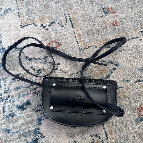 Patricia Nash Black Leather Woven Belt Bag (Missing Belt) Woven Crossbody Bag - Picture 10 of 11